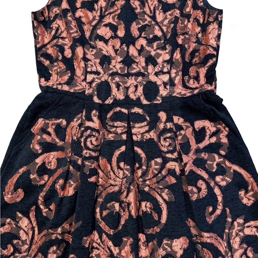 Anthropologie | Yoanna Baraschi Damask Paisley Dress Black Orange, Size 4 - Picture 7 of 8
